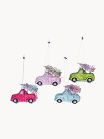 Kerstboomhangers Tiffy, set van 4, Gelakt glas, Groen, blauw, roze, B 9 x H 6 cm