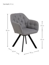 Fauteuil pivotant Lucie, Tissu gris clair, noir