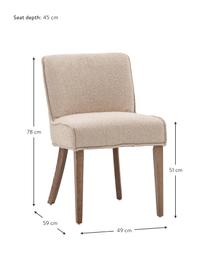 Chaises rembourrées Tarnby, 2 pièces, Tissu beige clair, bois de chêne, larg. 49 x prof. 59 cm