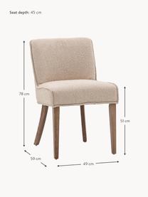 Gestoffeerde stoelen Tarnby, 2 stuks, Bekleding: 100% polyester, Poten: eikenhout, Geweven stof lichtbeige, eikenhout, B 49 x D 59 cm