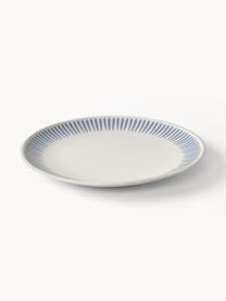 Service de table avec motif à rayures Zabelle, 4 personnes (12 élém.), Grès cérame, Blanc crème, bleu, 4 personnes (12 élém.)