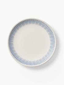 Service de table avec motif à rayures Zabelle, 4 personnes (12 élém.), Grès cérame, Blanc crème, bleu, 4 personnes (12 élém.)