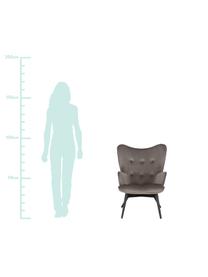 Fluwelen fauteuil Vicky in grijs, Bekleding: polyester fluweel, Poten: massief gelakt beukenhout, Grijs, B 59 x D 63 cm