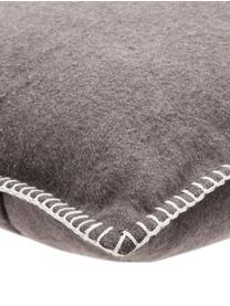 Zachte fleece kussenhoes Sylt met stiksels, 85% katoen, 8% viscose, 7% polyacryl, Donkerbruin, 40 x 40 cm