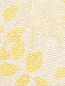 Housse de coussin 50x50 extérieur imprimé feuilles Gomera, Jaune, beige