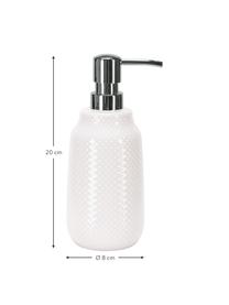 Dosificador de jabón de gres Dotty, Recipiente: gres, Dosificador: metal, Blanco, Ø 8 x Al 20 cm