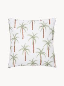 Kissenhülle Palema mit Palmenprint aus Bio-Baumwolle, 100% Bio-Baumwolle, GOTS-zertifiziert, Weiß, B 45 x L 45 cm