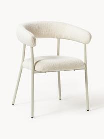 Chaises rembourrées en bouclette Thiago, 2 pièces, Tissu bouclé blanc cassé, larg. 60 x prof. 54 cm