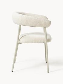 Chaises rembourrées en bouclette Thiago, 2 pièces, Tissu bouclé blanc cassé, larg. 60 x prof. 54 cm