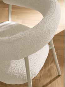 Chaises rembourrées en bouclette Thiago, 2 pièces, Tissu bouclé blanc cassé, larg. 60 x prof. 54 cm