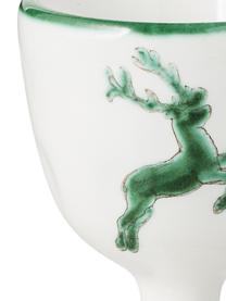 Ręcznie malowany kieliszek do jajek Grüner Hirsch, Ceramika, Zielony, biały, W 6 cm