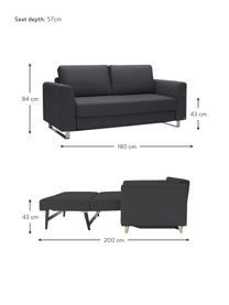 Schlafsofa Bruno (2-Sitzer) in Anthrazit, ausklappbar, Bezug: Pflegeleichtes robustes P, Rahmen: Massivholz, Webstoff Anthrazit, B 180 x T 84 cm