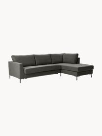 Schlafsofa Luna (3-Sitzer) mit Matratze, Bezug: 100 % Polyester Der strap, Gestell: Massives Buchenholz, Schi, Webstoff Anthrazit, B 270 x T 184 cm, Eckteil links