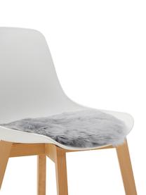 Cuscino sedia rotondo in pelle di pecora liscia Oslo, Retro: 100% pelle rivestita senz, Grigio chiaro, Ø 37 cm