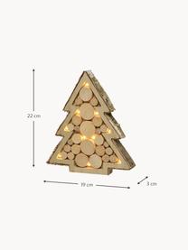 Batterij-aangedreven LED lichtobject Wood, 2 stuks, Hout, Bruin, beige, Set met verschillende formaten