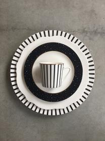 Tazas de café con platitos Pluto Loft, 4 uds., Porcelana, Negro y blanco con borde dorado, Ø 8 x Al 8 cm, 120 ml