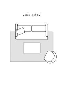 Baumwollteppich Tanya mit Ton-in-Ton-Webstreifenstruktur und Fransenabschluss, 100% Baumwolle, Dunkelgrau, B 200 x L 300 cm (Größe L)