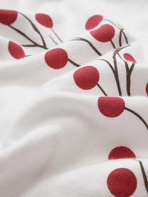 Housse de couette en flanelle de coton bio Berries, Blanc, rouge, larg. 200 x long. 200 cm