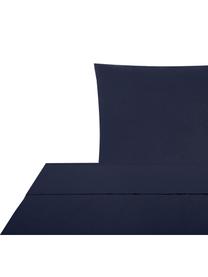 Biancheria da letto in cotone percalle blu scuro Elsie, Blu scuro, 150 x 300 cm + 1 federa 50 x 80 cm