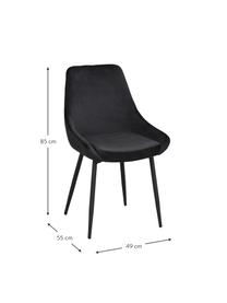 Sillas tapizadas en terciopelo Sierra, 2 uds., Tapizado: 100% terciopelo de poliés, Patas: metal pintado, Terciopelo negro, An 49 x F 55 cm