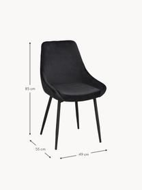 Stolička so zamatovým čalúnením Sierra, 2 ks, Zamatová čierna, Š 49 x H 55 cm
