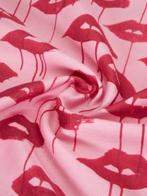 Taies d'oreiller design en satin de coton Kacy, 2 pièces, Rose, rouge, imprimé, larg. 65 x long. 65 cm