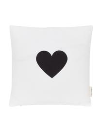 Fundas de cojín Love, 2 uds., 100% poliéster, Negro, blanco, An 40 x L 40 cm