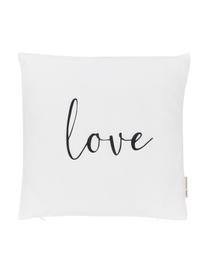 Set 2 federe arredo Love, 100% poliestere, Nero, bianco, Larg. 40 x Lung. 40 cm