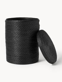 Set di 2 cesti portabiancheria con coperchio Lurdes, Rattan, Nero, Set in varie misure