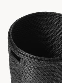 Set di 2 cesti portabiancheria con coperchio Lurdes, Rattan, Nero, Set in varie misure