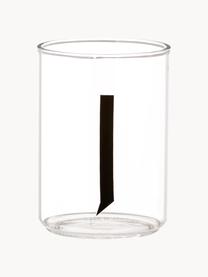 Design Wasserglas Personal mit Buchstaben (Varianten von A bis Z), Borosilikatglas, Transparent, Schwarz, Wasserglas A, 300 ml