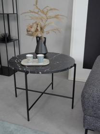 Tavolino da salotto effetto marmo nero Fria, Struttura: metallo verniciato a polv, Nero marmorizzato, Ø 60 x Alt. 43 cm