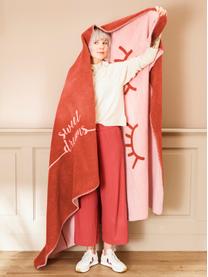Manta de tela polar Sweet, 58% algodón, 32% poliacrílico, 10% poliéster, Rojo óxido, rosa, An 150 x L 200 cm