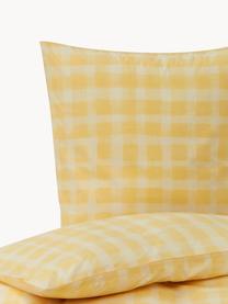 Designové povlečení z bavlněného perkálu s károvaným vzorem Milène od Candice Gray, Žlutá, 140 x 200 cm + 1 polštář 80 x 80 cm