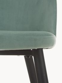 Fluwelen stoelen Amy, 2 stuks, Bekleding: fluweel (polyester) Met 2, Poten: gepoedercoat metaal, Mintgroen, B 51 x D 55 cm