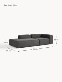 Modulaire chaise longue Lennon, Bekleding: 100% polyester De slijtva, Frame: massief grenenhout, multi, Poten: kunststof Dit product is , Geweven stof antraciet, B 269 x D 119 cm, armleuning links