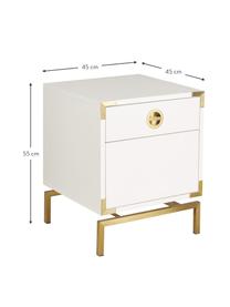 Nachtkastje Elegance met lade, Frame: melamine gecoat en gelakt, Wit, 45 x 55 cm