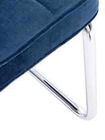 Silla cantilever de terciopelo Iole, Estructura: acero cromado, Tapizado: terciopelo (100% poliéste, Azul, An 46 x Al 84 cm