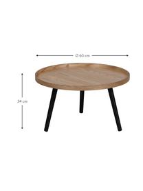 Ronde salontafel Mesa van hout, Tafelblad: gecoat MDF, Poten: gecoat grenenhout, Hout, zwart, Ø 60 cm