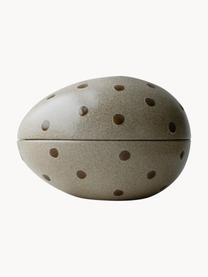 Handbemalte Oster-Bonbonniere Nest, Keramik, Greige, glänzend und gepunktet, B 18 x H 13 cm