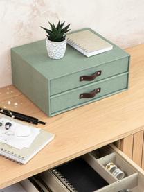 Bureau organizer Birger, Organizer: canvas, massief karton, Handvatten: leer, Saliegroen, donkerbruin, B 33 x D 25 cm