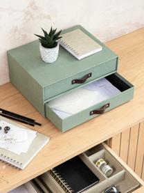 Bureau organizer Birger, Organizer: canvas, massief karton, Handvatten: leer, Saliegroen, donkerbruin, B 33 x D 25 cm