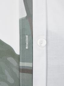 Dwustronna pościel z perkalu Avani, Zielony, kremowobiały, 135 x 200 cm + 1 poduszka 80 x 80 cm