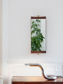 Specchio da parete orientabile Vanity, Cornice: legno di noce, Decorazione: ottone, Legno di noce, Larg. 28 x Alt. 74 cm