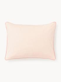 Taie d'oreiller en percale de coton avec passepoil Daria, Pêche, rouge, larg. 50 x long. 70 cm