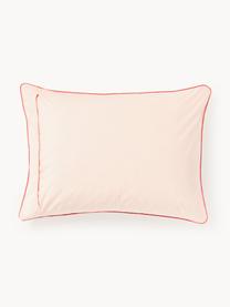 Taie d'oreiller en percale de coton avec passepoil Daria, Pêche, rouge, larg. 50 x long. 70 cm