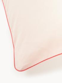 Taie d'oreiller en percale de coton avec passepoil Daria, Pêche, rouge, larg. 50 x long. 70 cm