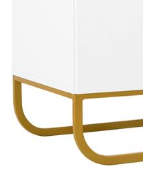 Klassisches Sideboard Sanford in Weiß mit Türen, Korpus: Mitteldichte Holzfaserpla, Fußgestell: Metall, pulverbeschichtet, Weiß, Goldfarben, B 160 x H 83 cm