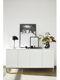 Credenza classica bianca Sanford, Corpo: bianco opaco base: dorato opaco, Larg. 160 x Alt. 83 cm