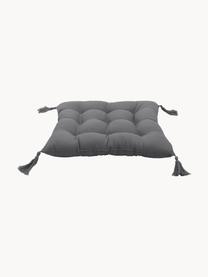 Cuscino sedia con nappe Ava, Rivestimento: 100% cotone, Grigio scuro, Larg. 40 x Lung. 40 cm